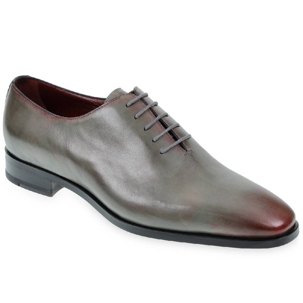 Lartigiano Del Cuoio Scarpe Oxford da uomo in pelle grigia tinta a mano con sfumature bordò Offerta speciale della fabbrica