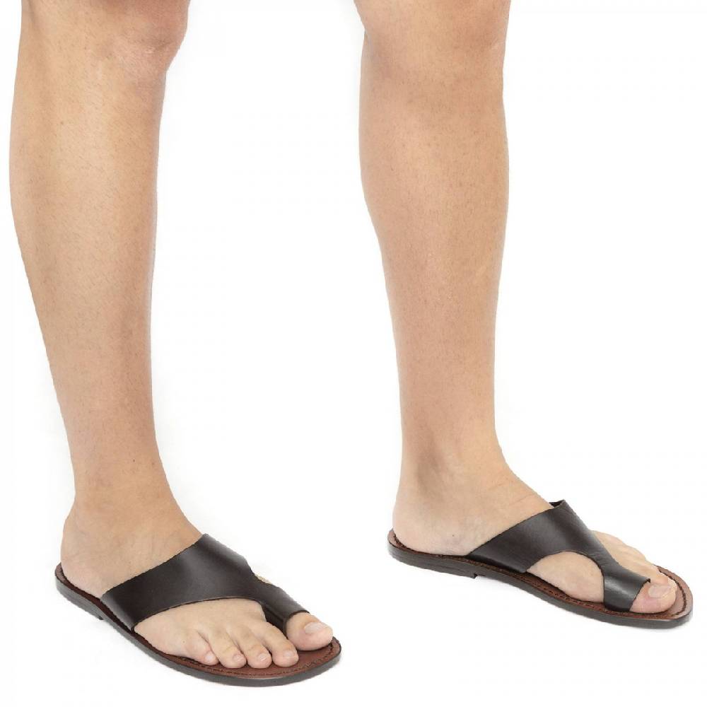Lartigiano Del Cuoio Ciabatte infradito uomo in pelle marrone Artigianali Fino al 55% di sconto