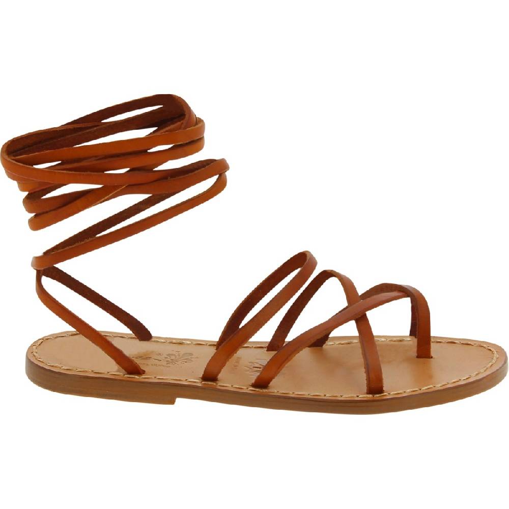 Lartigiano Del Cuoio Sandali alla schiava in pelle color cuoio fatti a mano in Italia Super sconto