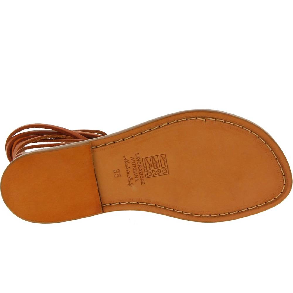 Lartigiano Del Cuoio Sandali alla schiava in pelle color cuoio fatti a mano in Italia Super sconto