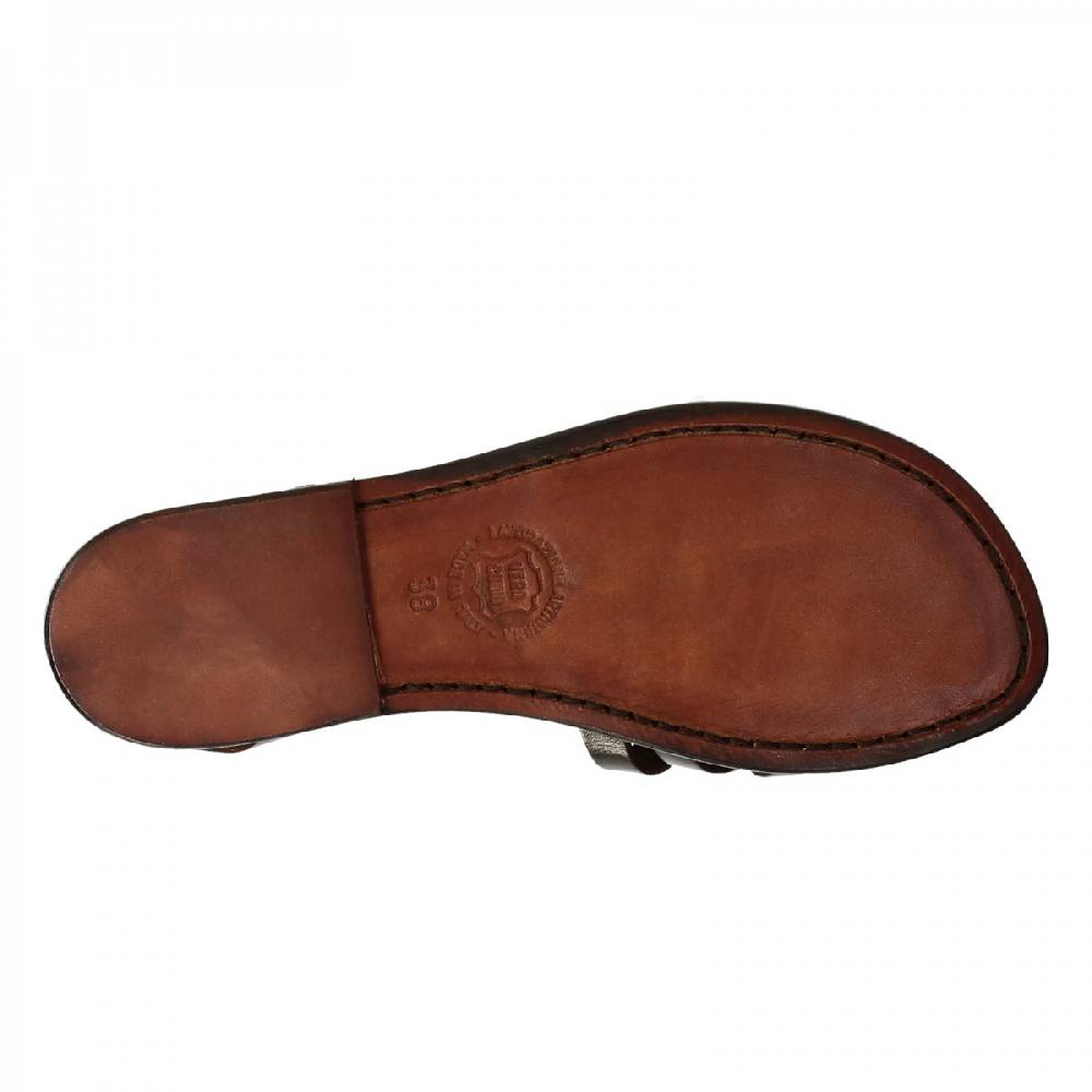 Lartigiano Del Cuoio Sandali artigianali donna in pelle color testa di moro Officina