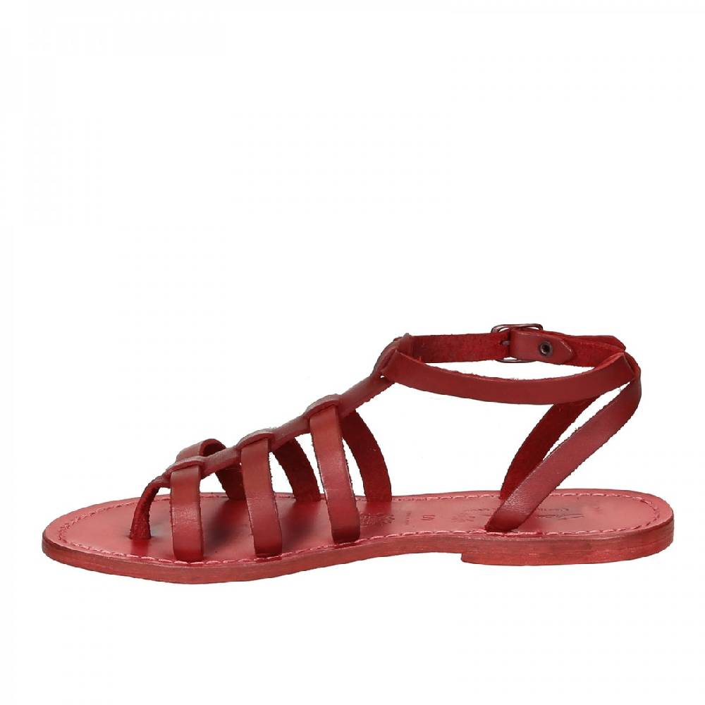 Lartigiano Del Cuoio Sandali gladiatore donna in pelle rosso fatti a mano in Italia Esporta salva