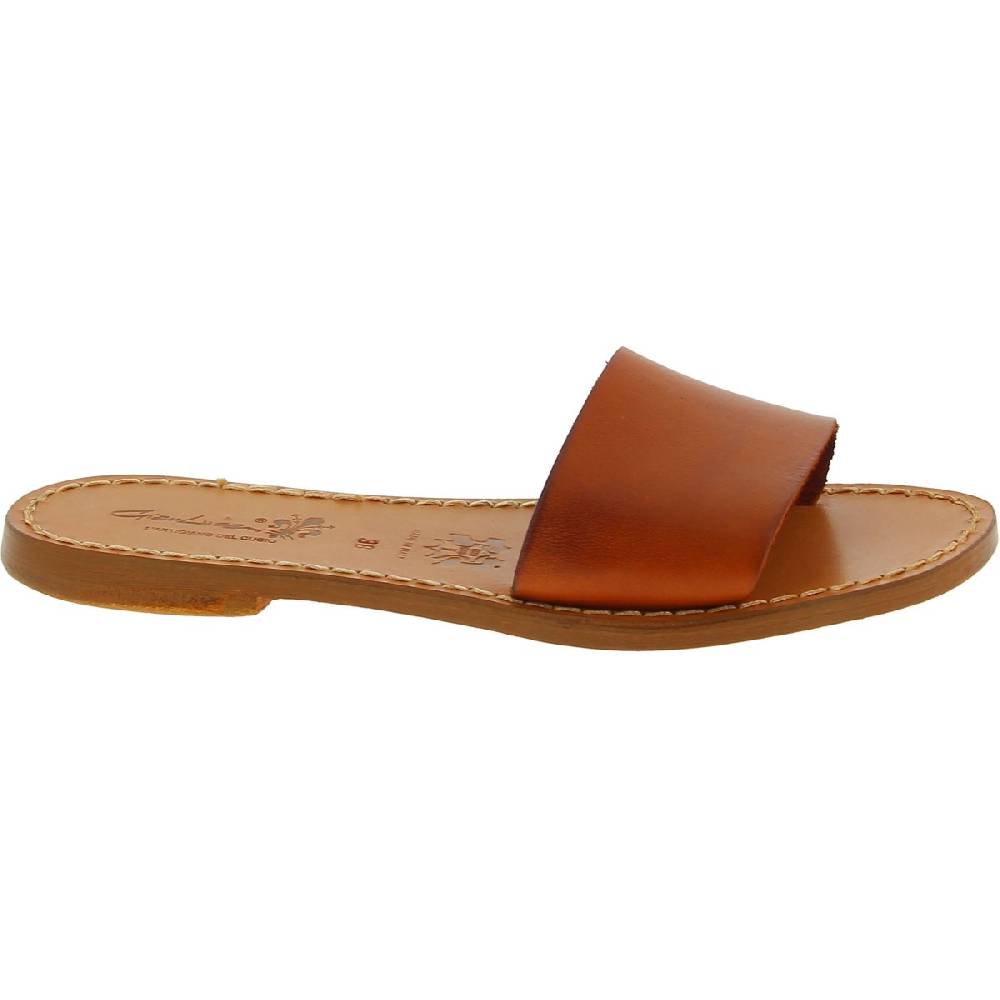Lartigiano Del Cuoio Ciabatte donna in pelle marrone artigianali 50% di sconto per tempo limitato