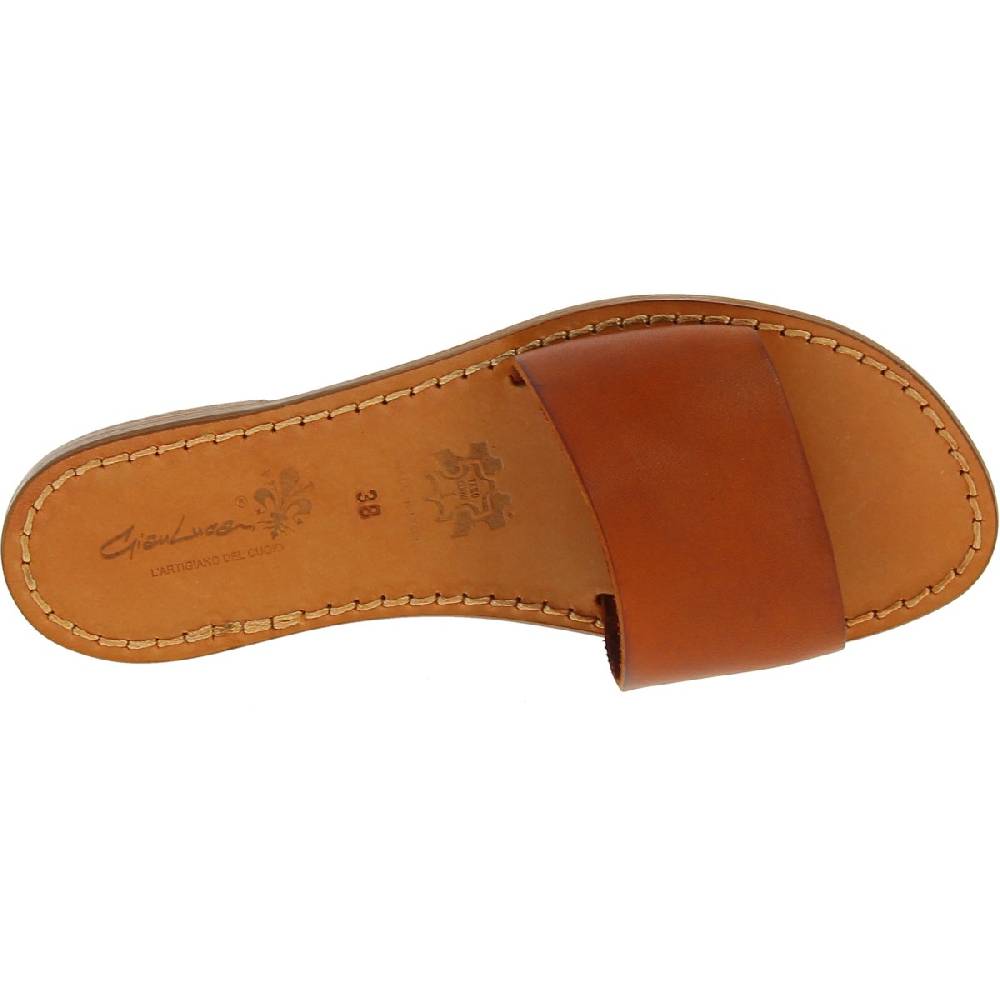 Lartigiano Del Cuoio Ciabatte donna in pelle marrone artigianali 50% di sconto per tempo limitato