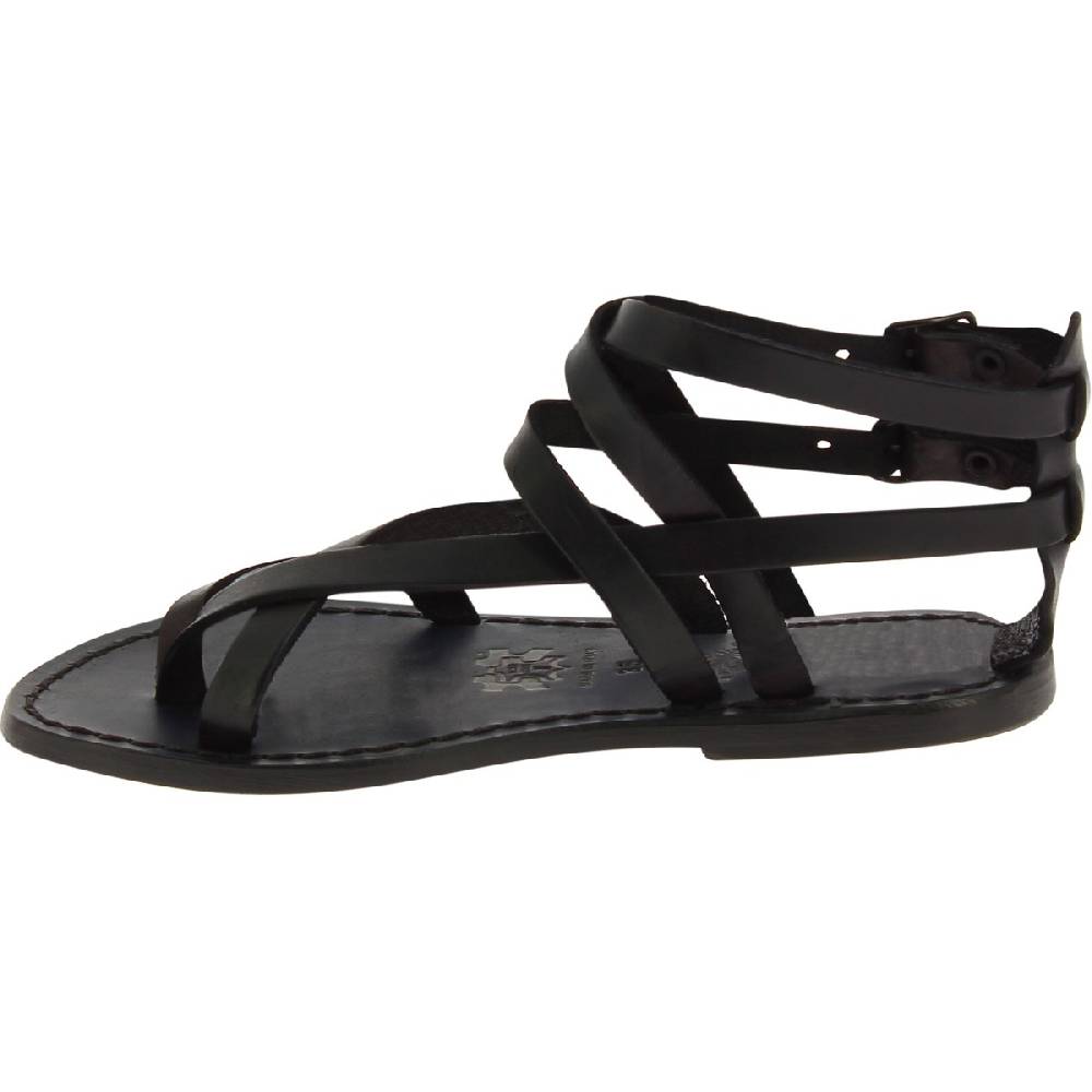 Lartigiano Del Cuoio Sandali alla schiava in pelle nera artigianali Italia