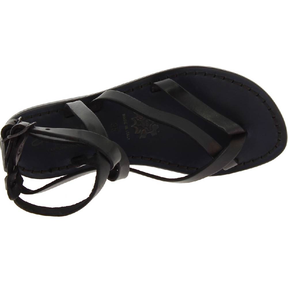 Lartigiano Del Cuoio Sandali alla schiava in pelle nera artigianali Italia