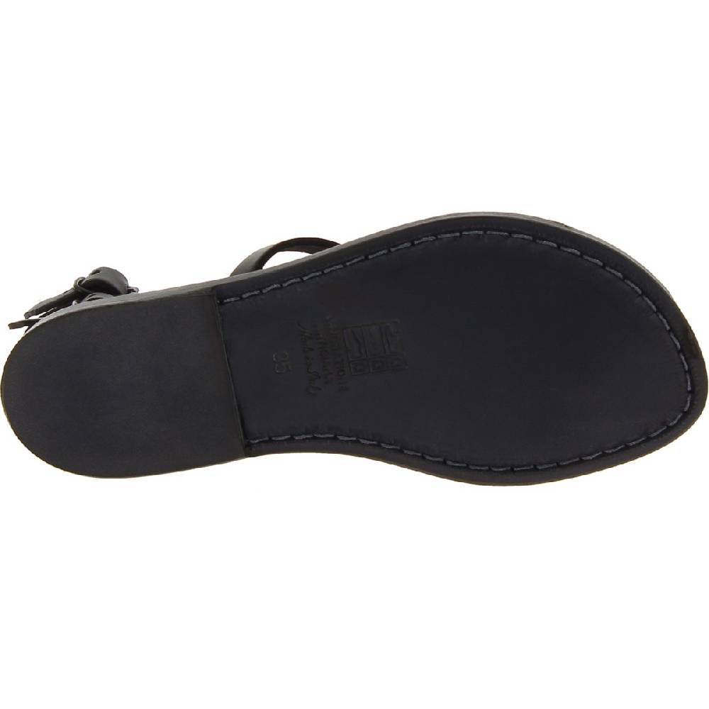 Lartigiano Del Cuoio Sandali alla schiava in pelle nera artigianali Italia