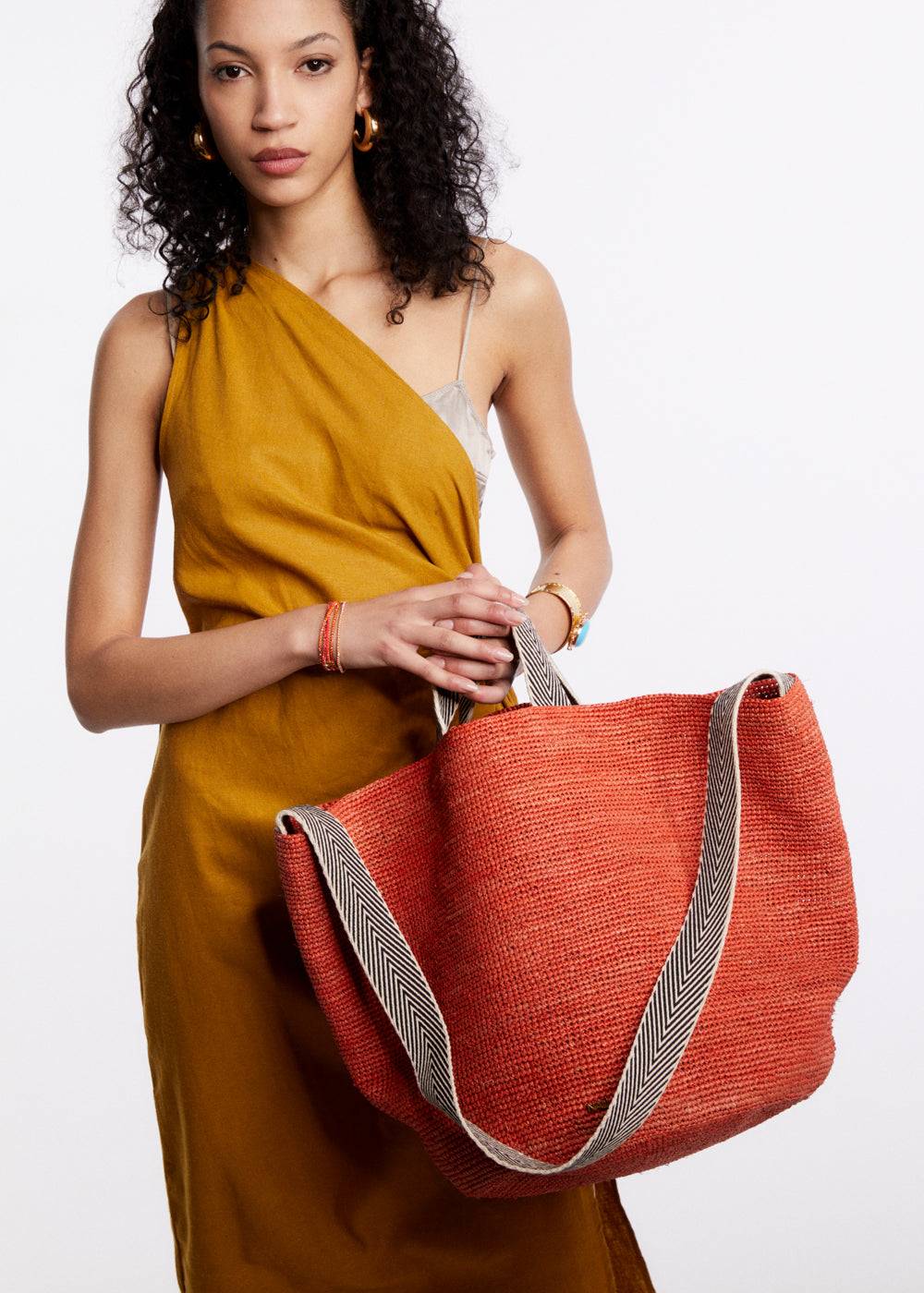 Nalí DEVON SHOPPER BAG IN RAFFIA + COLORS Nuova