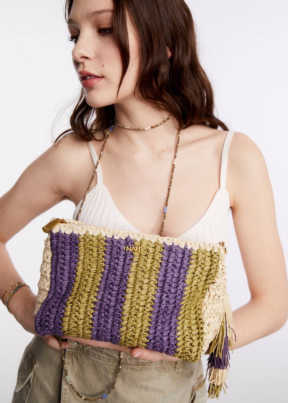 Nalí NANA POUCH IN RAFFIA + COLORS Italia
