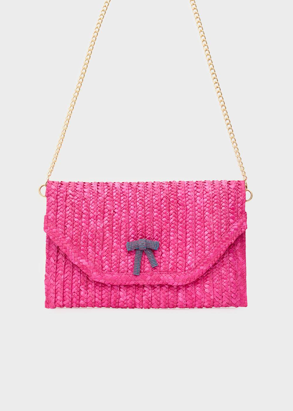 Nalí SAMI CLUTCH IN STRAW+ BOW + COLORS In Linea