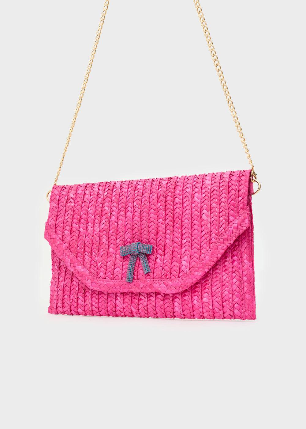 Nalí SAMI CLUTCH IN STRAW+ BOW + COLORS In Linea