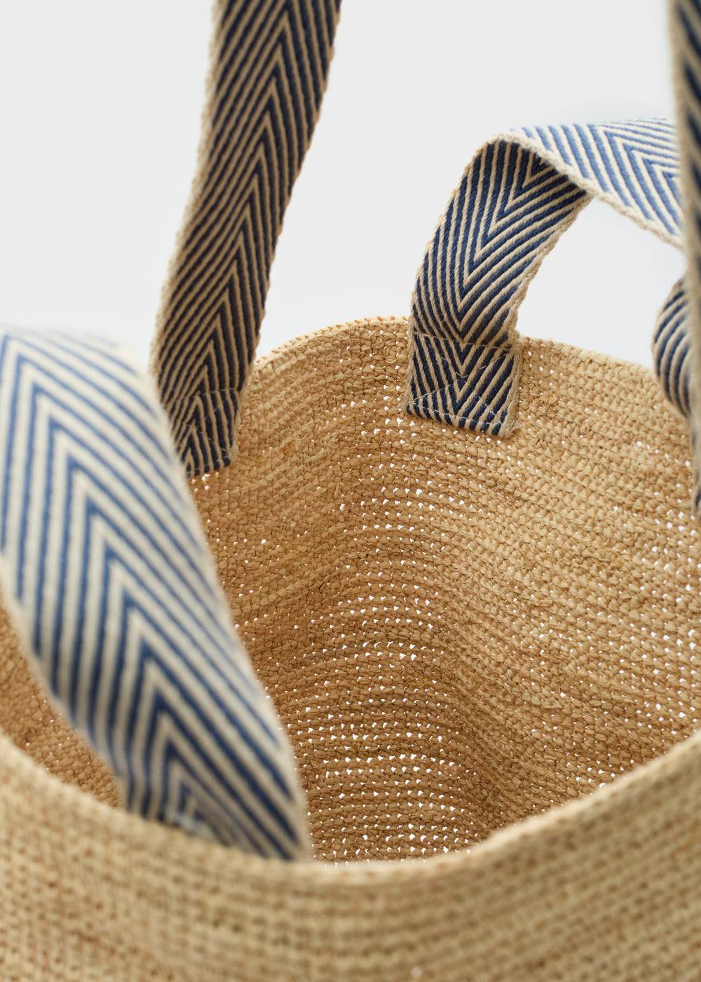 Nalí DEVON SMALL SHOPPER BAG IN RAFFIA + COLORS Nuovo