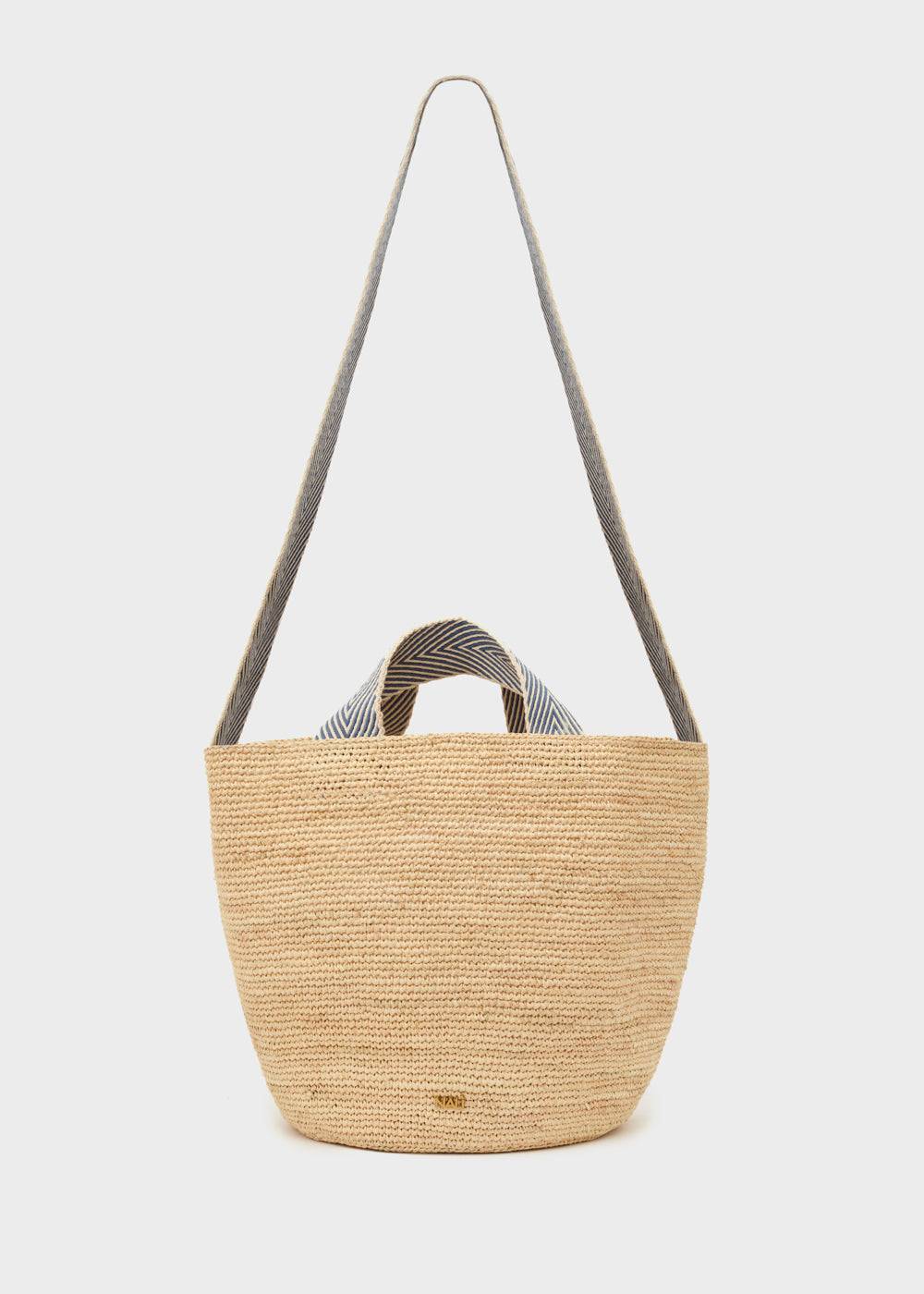 Nalí DEVON SMALL SHOPPER BAG IN RAFFIA + COLORS Nuovo