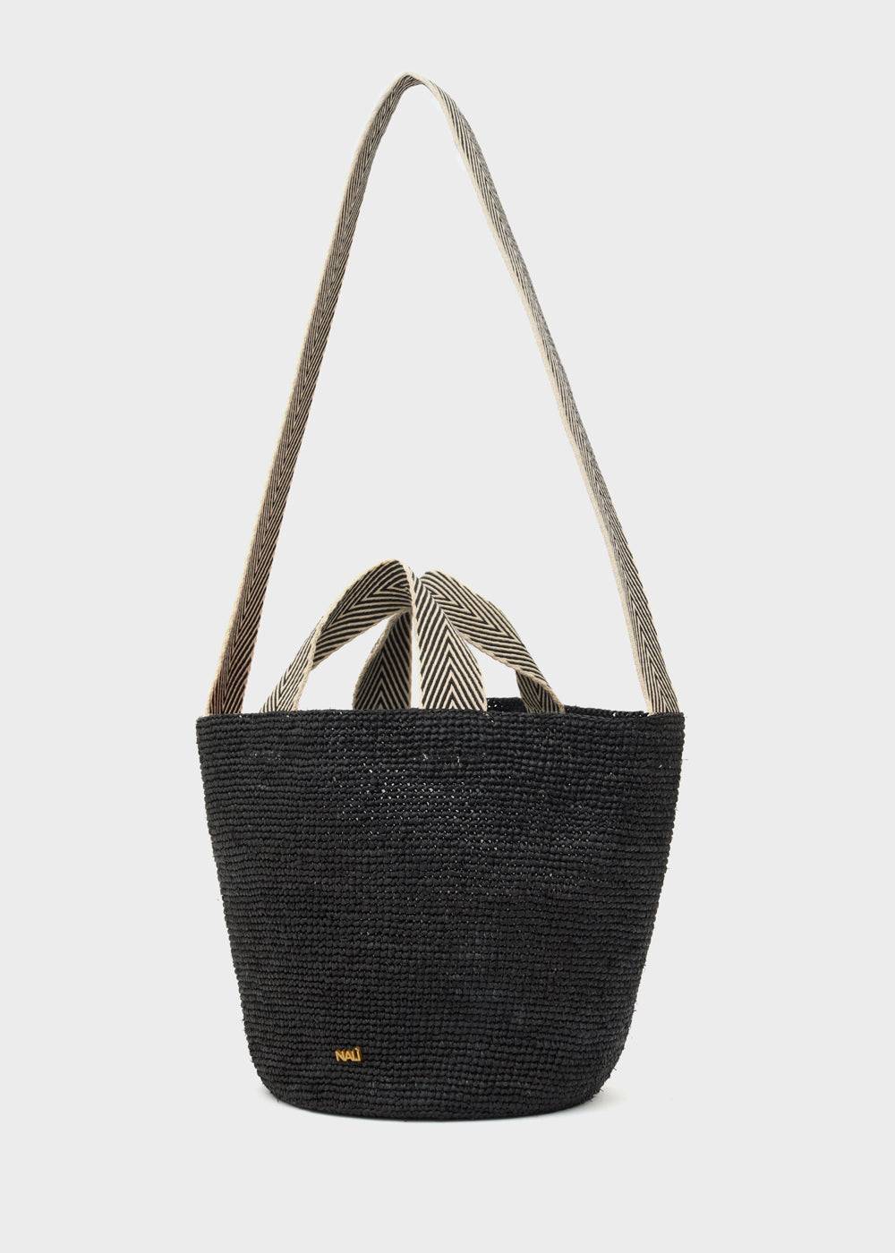 Nalí DEVON SMALL SHOPPER BAG IN RAFFIA + COLORS Nuovo