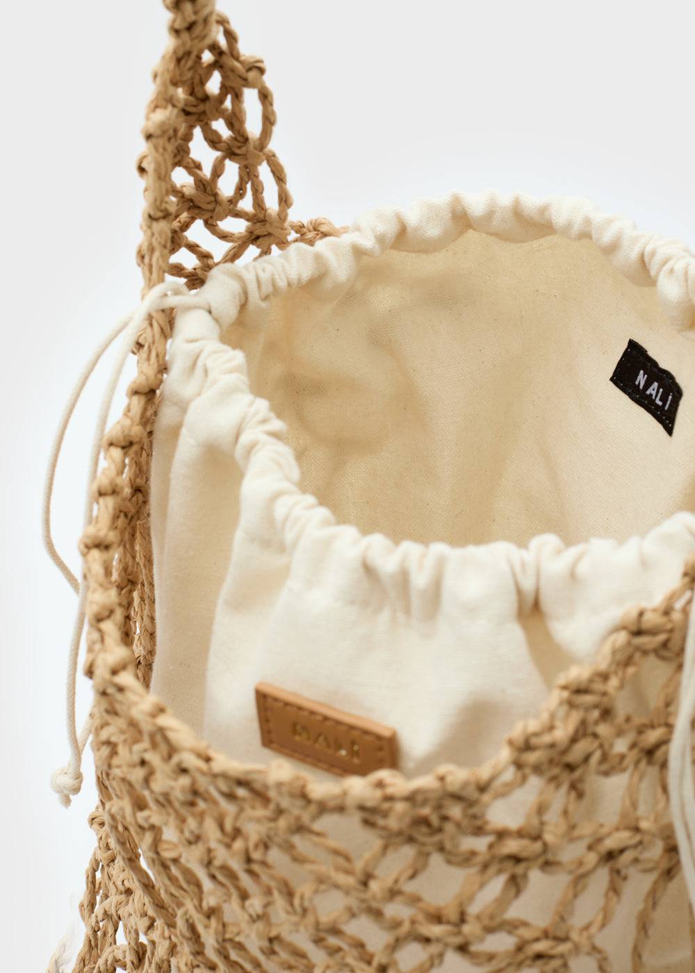 Nalí SYLVIA BUCKET BAG IN RAFFIA + COLORS Spedizione Gratuita