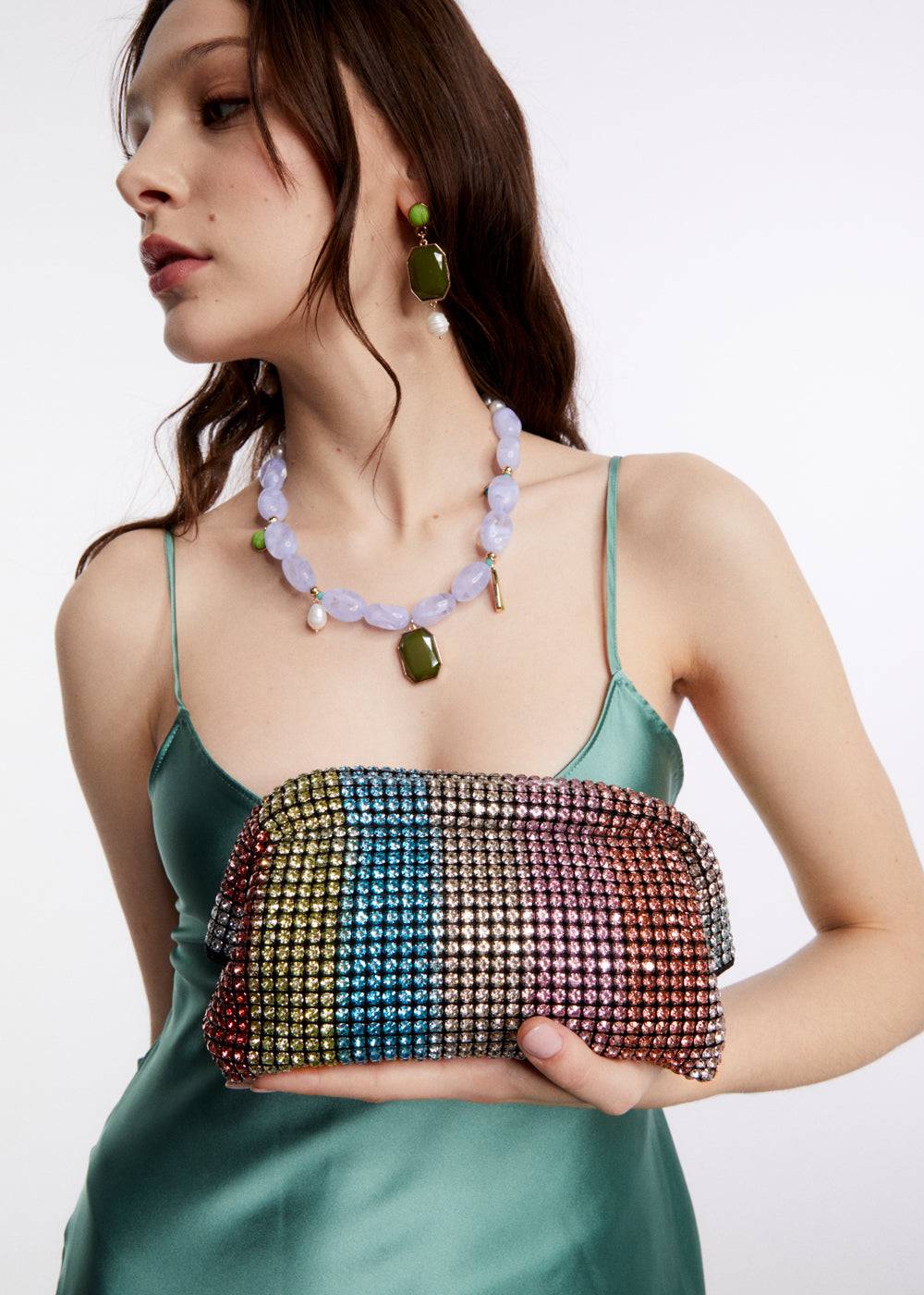 Nalí SPARK STRIPE POCHETTE W/ MULTI STONES + COLORS Consegna Veloce