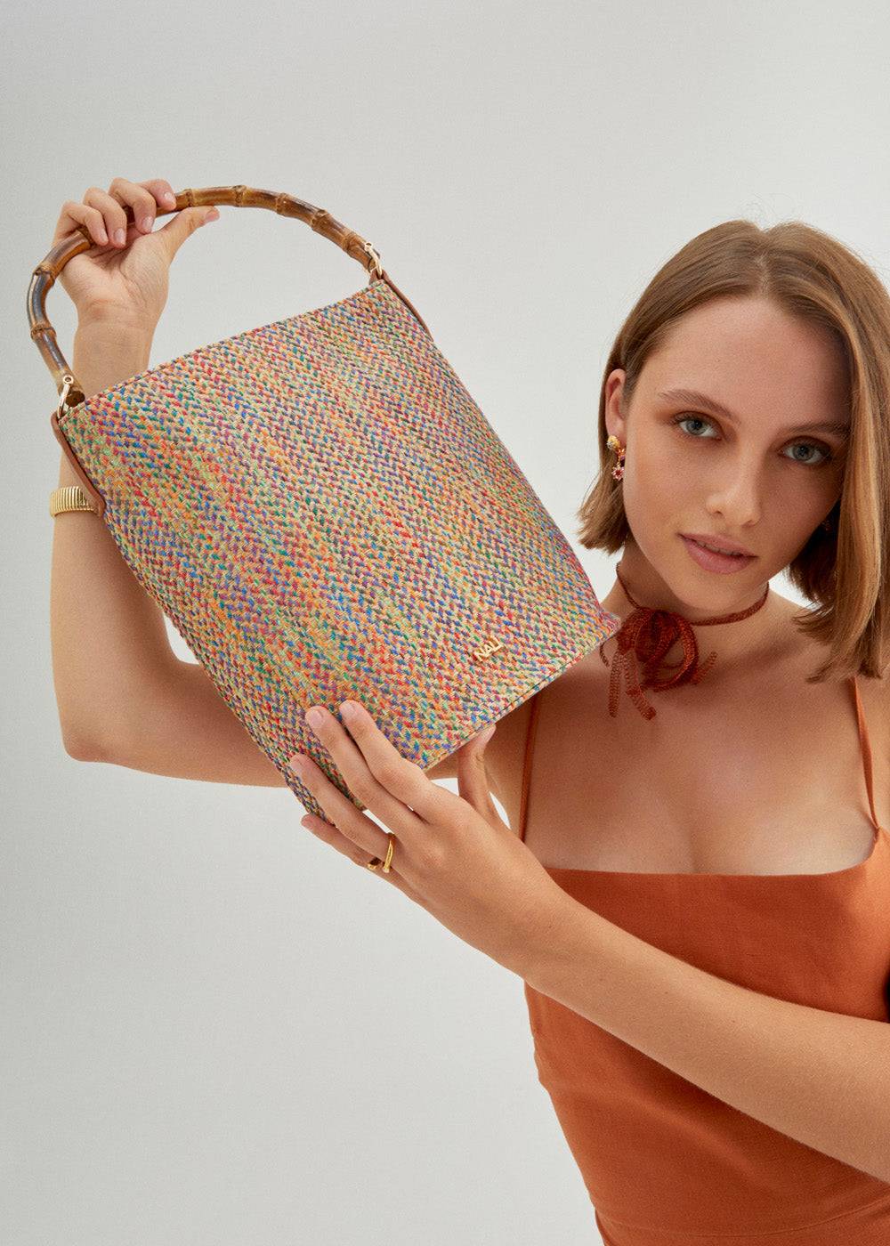 Nalí WENDY BUCKET BAG BAMBOO HANDLE + COLORS Saldi