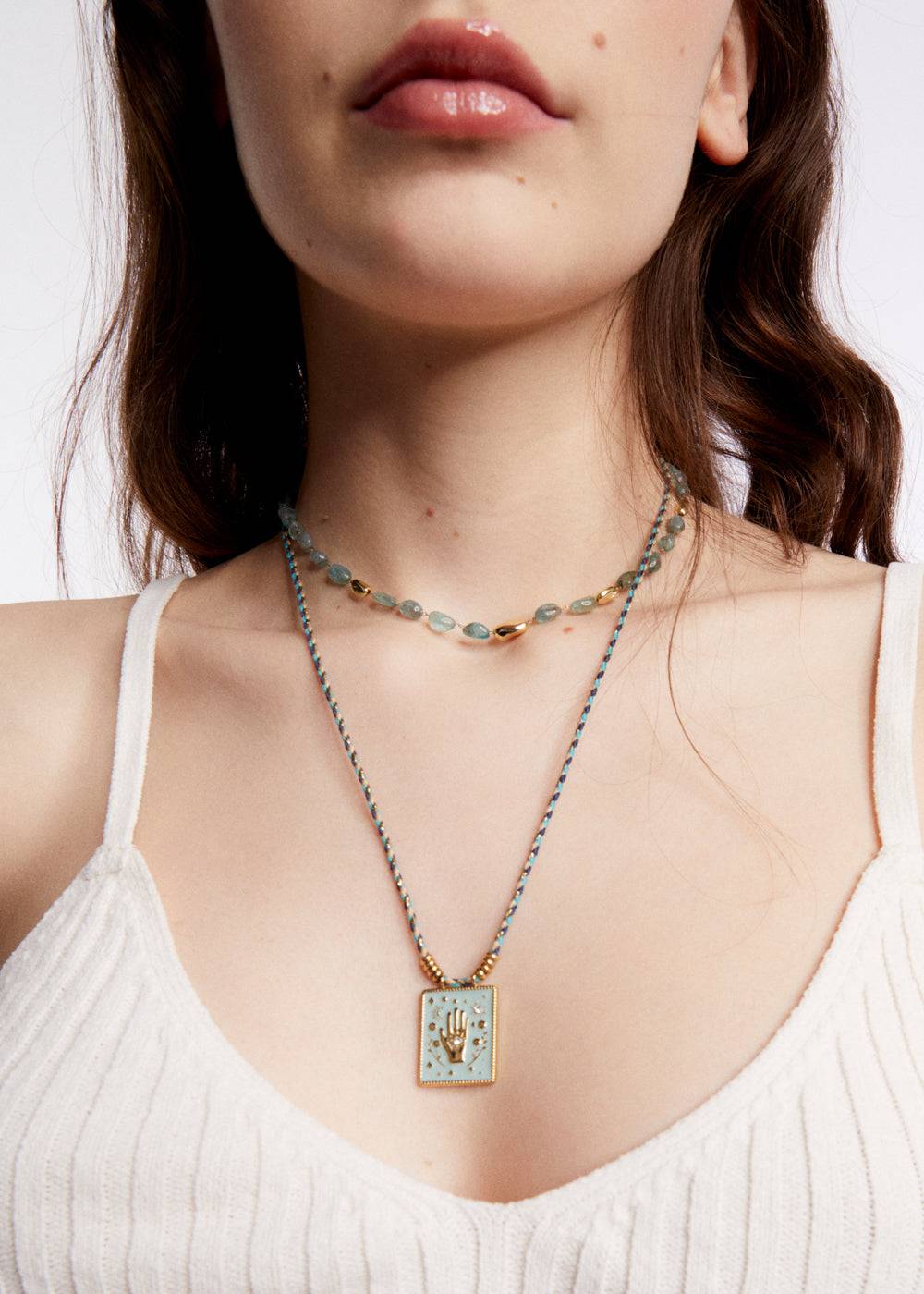 Nalí HAND NECKLACE W/ CORD + PENDANT + COLORS Hotsell