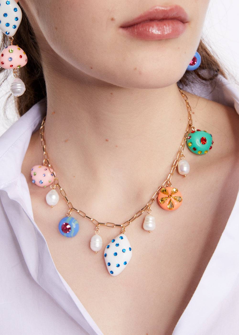 Nalí NECKLACE W/ MULTICOLOR RESIN ELEMENTS Saldi Di Fabbrica