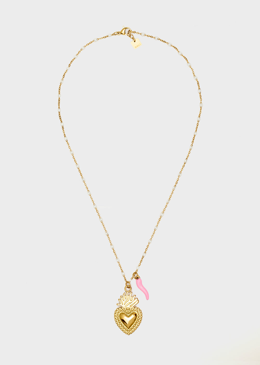 Nalí NINA NECKLACE W/ HEART+HORN + COLORS Nuova