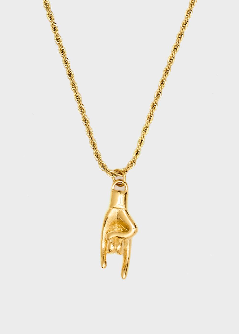 Nalí NECKLACE W/ HAND PENDANT 14KT G.P In Linea