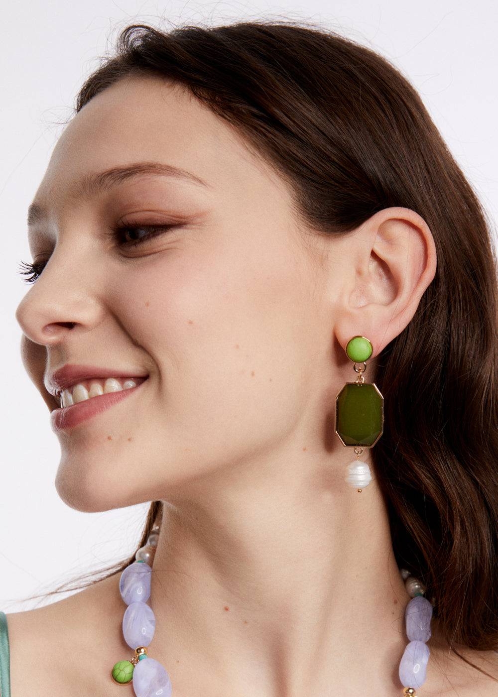 Nalí BRINA EARRINGS WITH PENDANT + COLORS Vendita