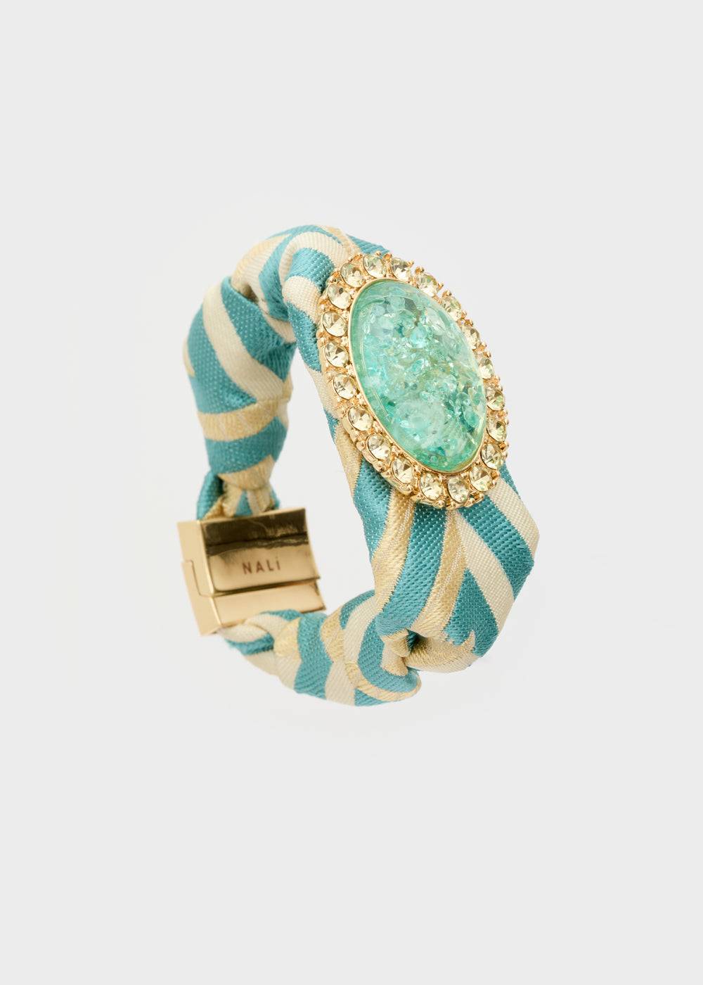 Nalí FABRIC L.BLUE BRACELET W/ OVAL STONE Promozione