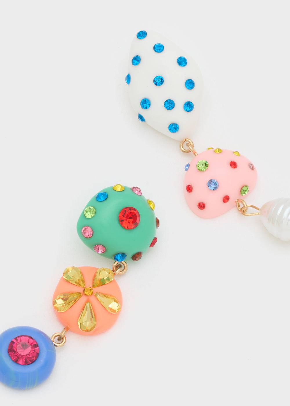 Nalí LONG EARRINGS IN MULTICOLOR RESIN Spedizione Gratuita