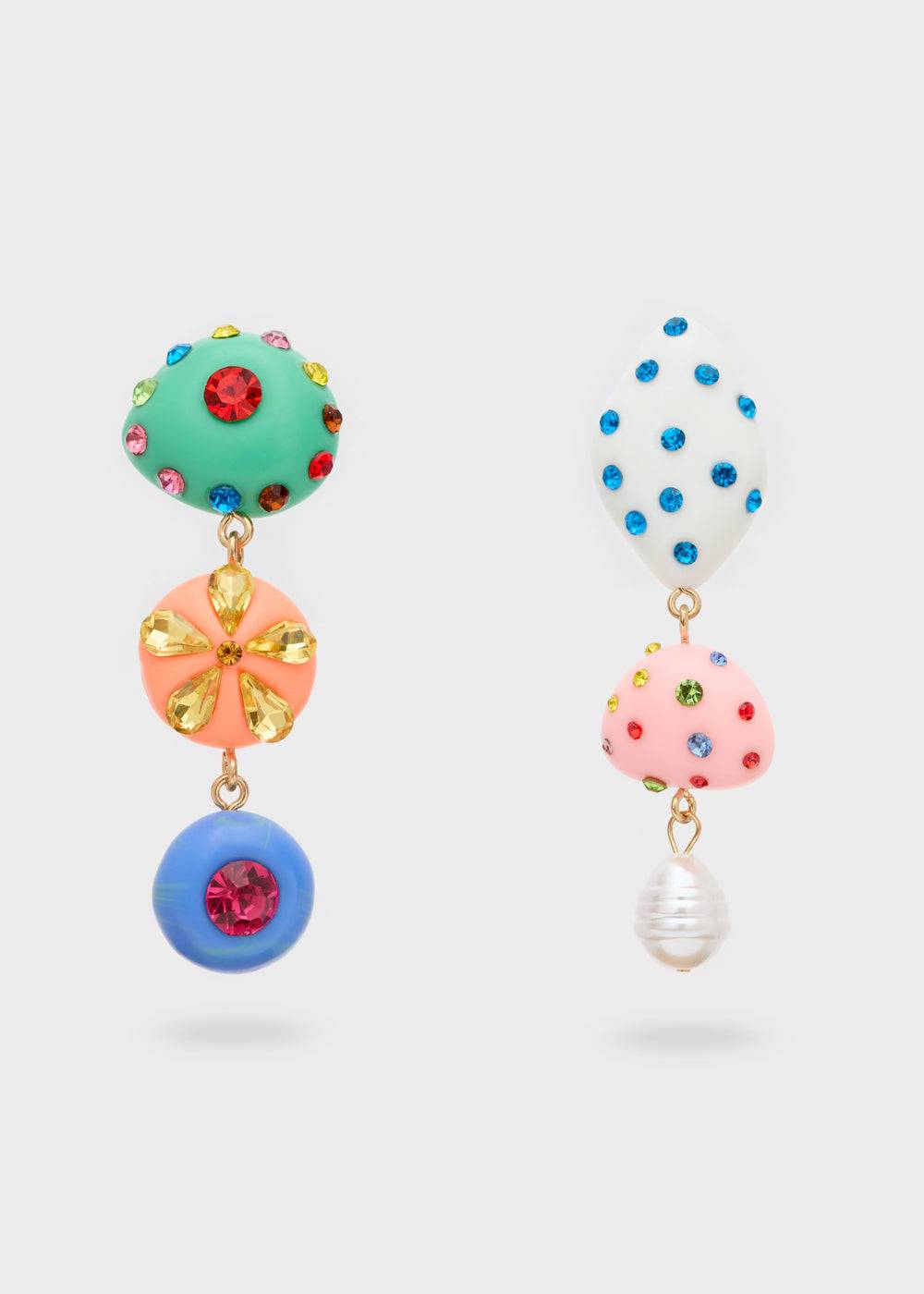 Nalí LONG EARRINGS IN MULTICOLOR RESIN Spedizione Gratuita