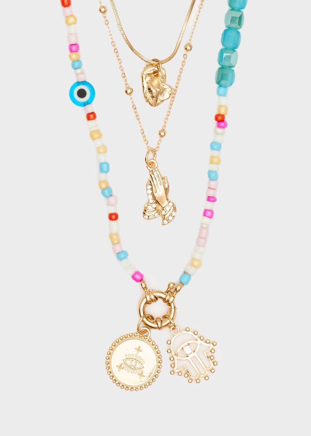 Nalí NECKLACE W/ PINK BEADS AND PENDANTS Pezzi Unici