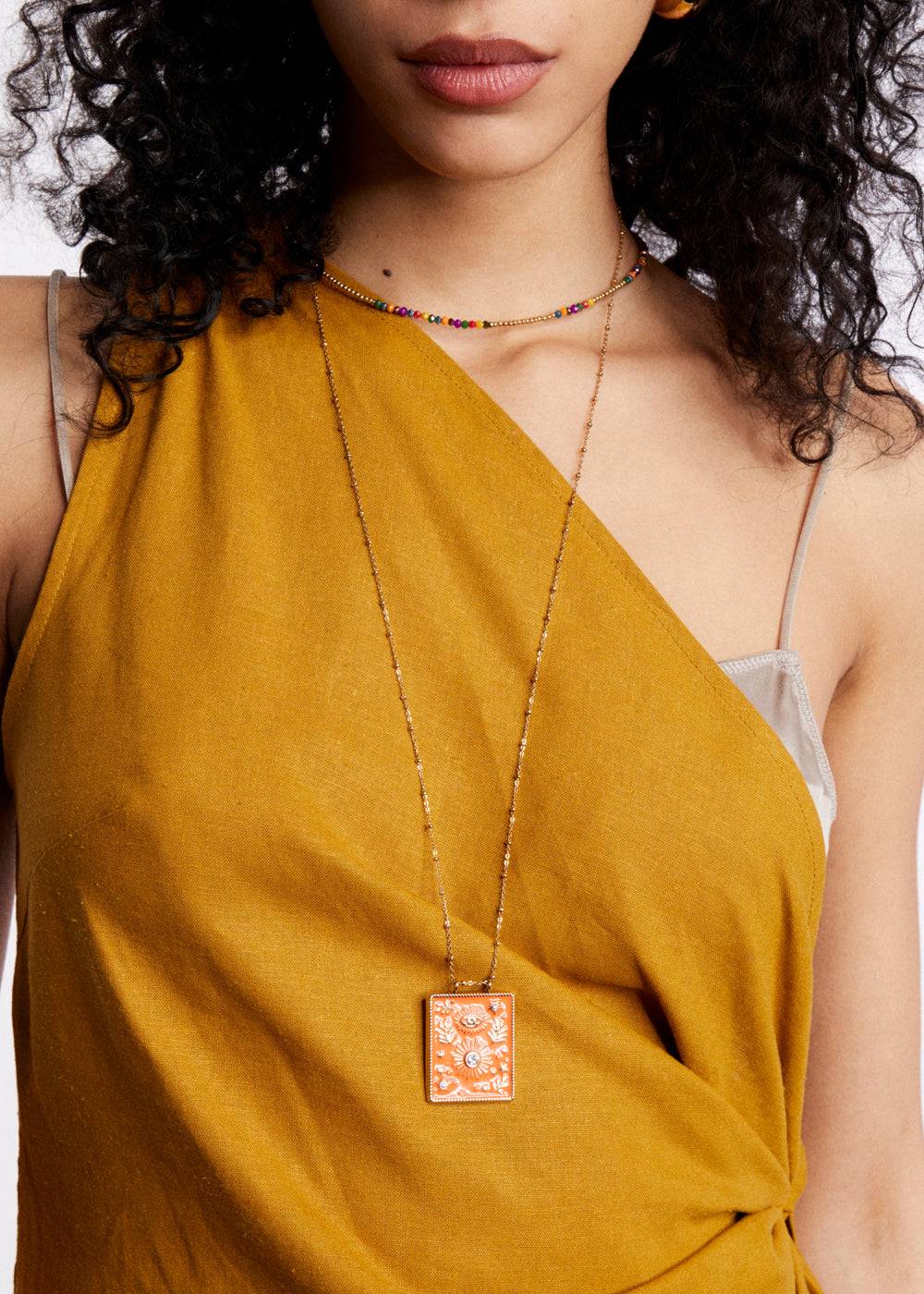 Nalí S.STEEL SOLE BIG NECKLACE GOLD + COLORS Fino Al -60%