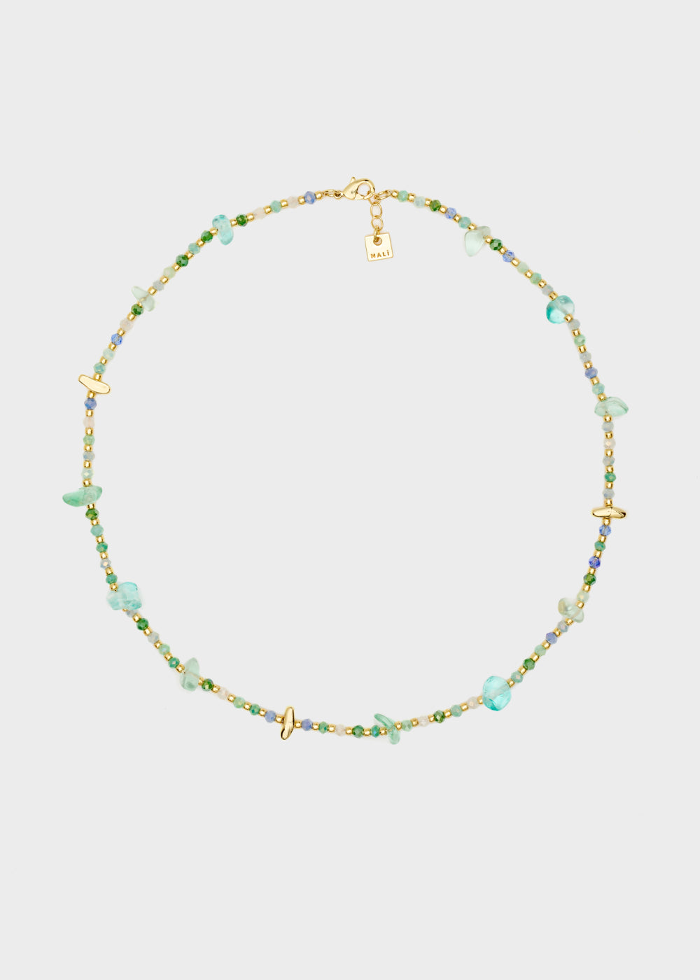 Nalí NECKLACE W/ GREEN+GOLD STONES Presa