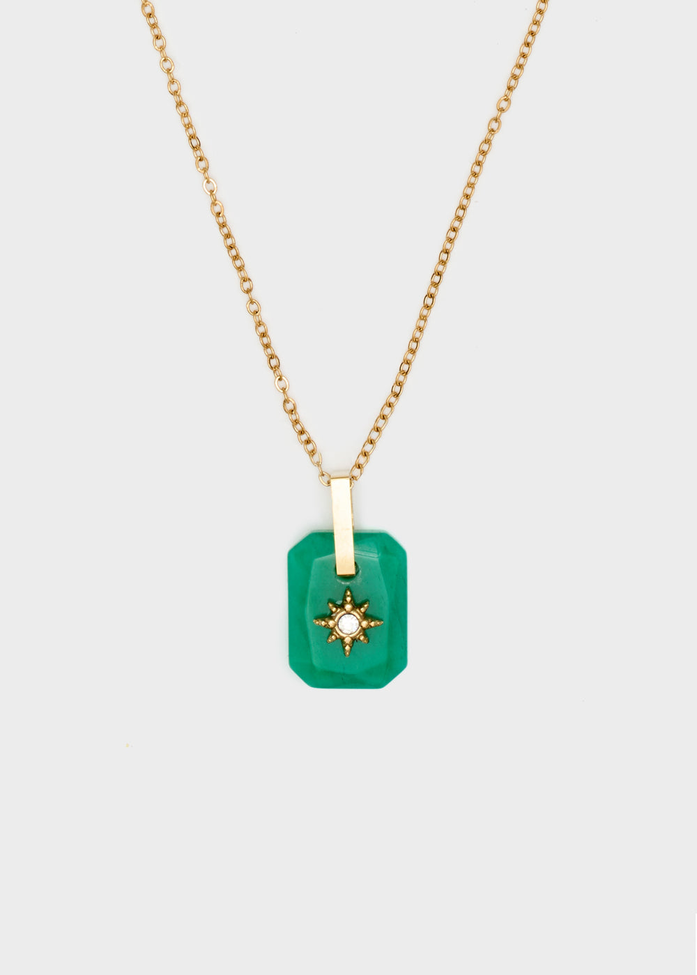 Nalí GOLD NECKLACE W/ GREEN STONE PENDANT Offerta