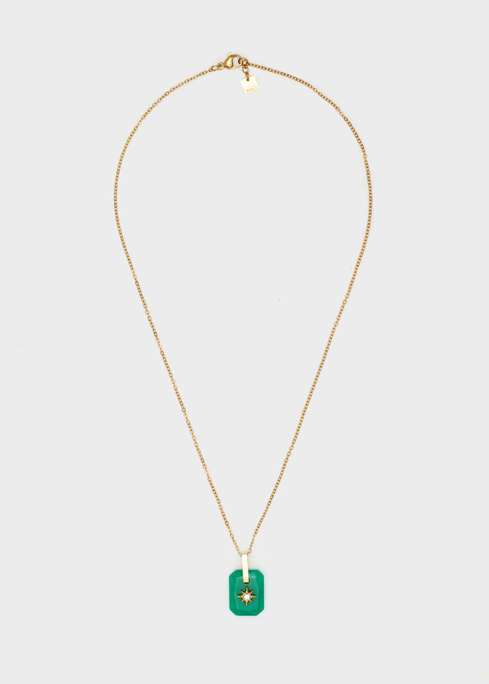 Nalí GOLD NECKLACE W/ GREEN STONE PENDANT Offerta