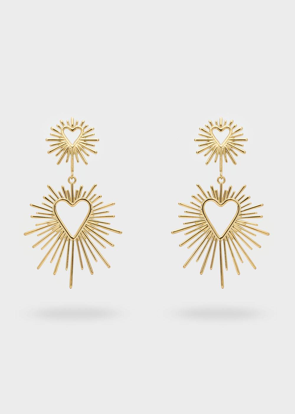 Nalí S.STEEL GOLD HEART EARRINGS WITH RAYS Saldi