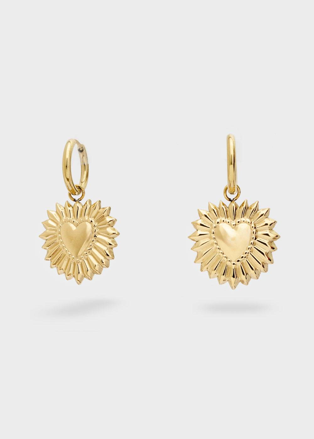 Nalí S.STEEL HOOP EARRINGS W/ GOLD SACRED HEARTS Offerte
