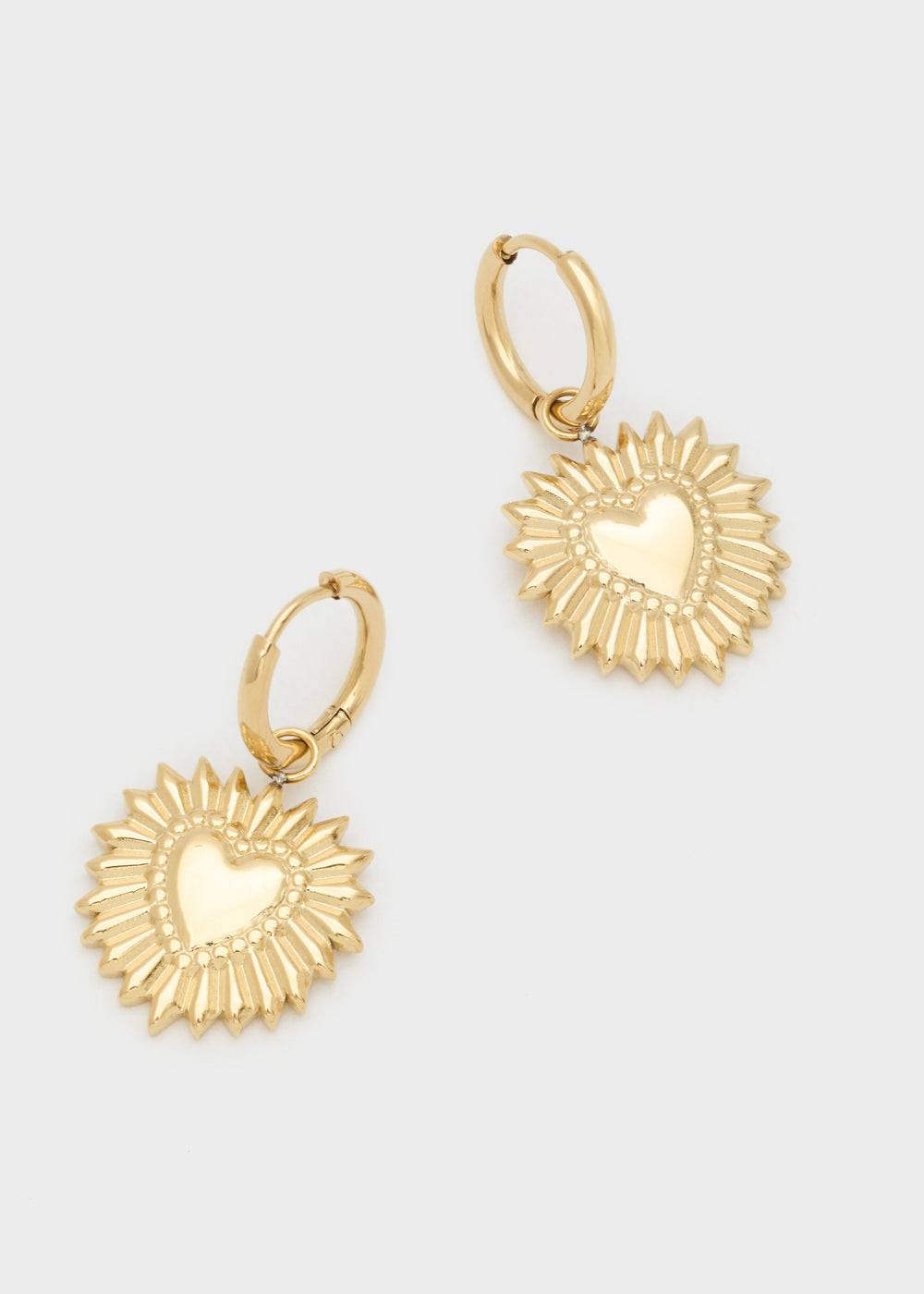 Nalí S.STEEL HOOP EARRINGS W/ GOLD SACRED HEARTS Offerte