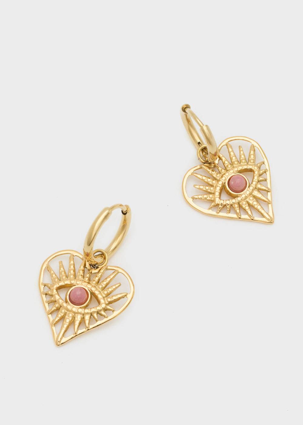 Nalí S.STEEL HEART EARRINGS W/ NAT. PINK STONE Hotsell