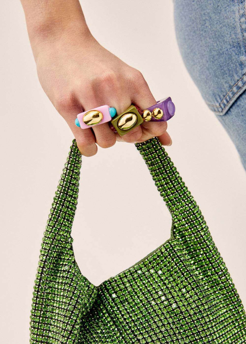 Nalí SUNNY ROUNDED RING IN GREEN RESIN Italy