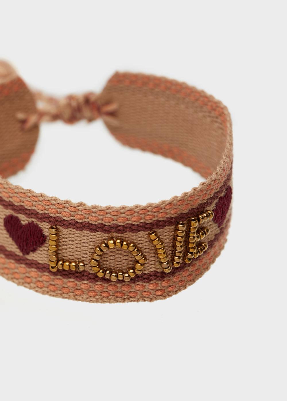 Nalí LOVE FABRIC BRACELET WITH BEADS BROWN Italia