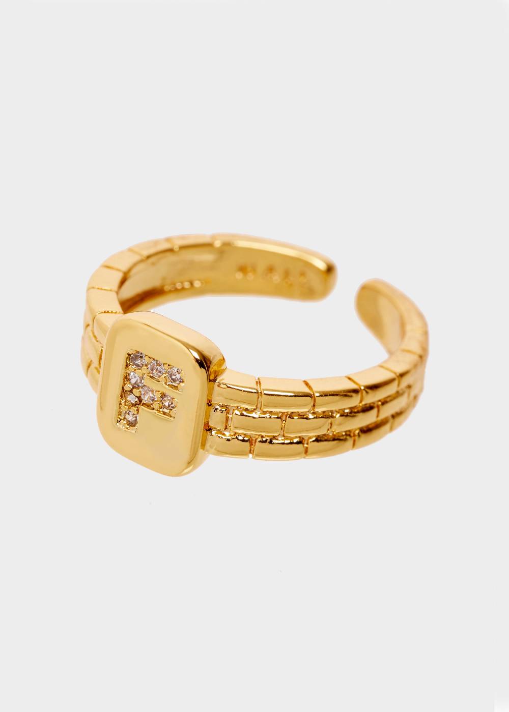 Nalí THIN RING WITH F LETTER IN ZIRCONS In Linea