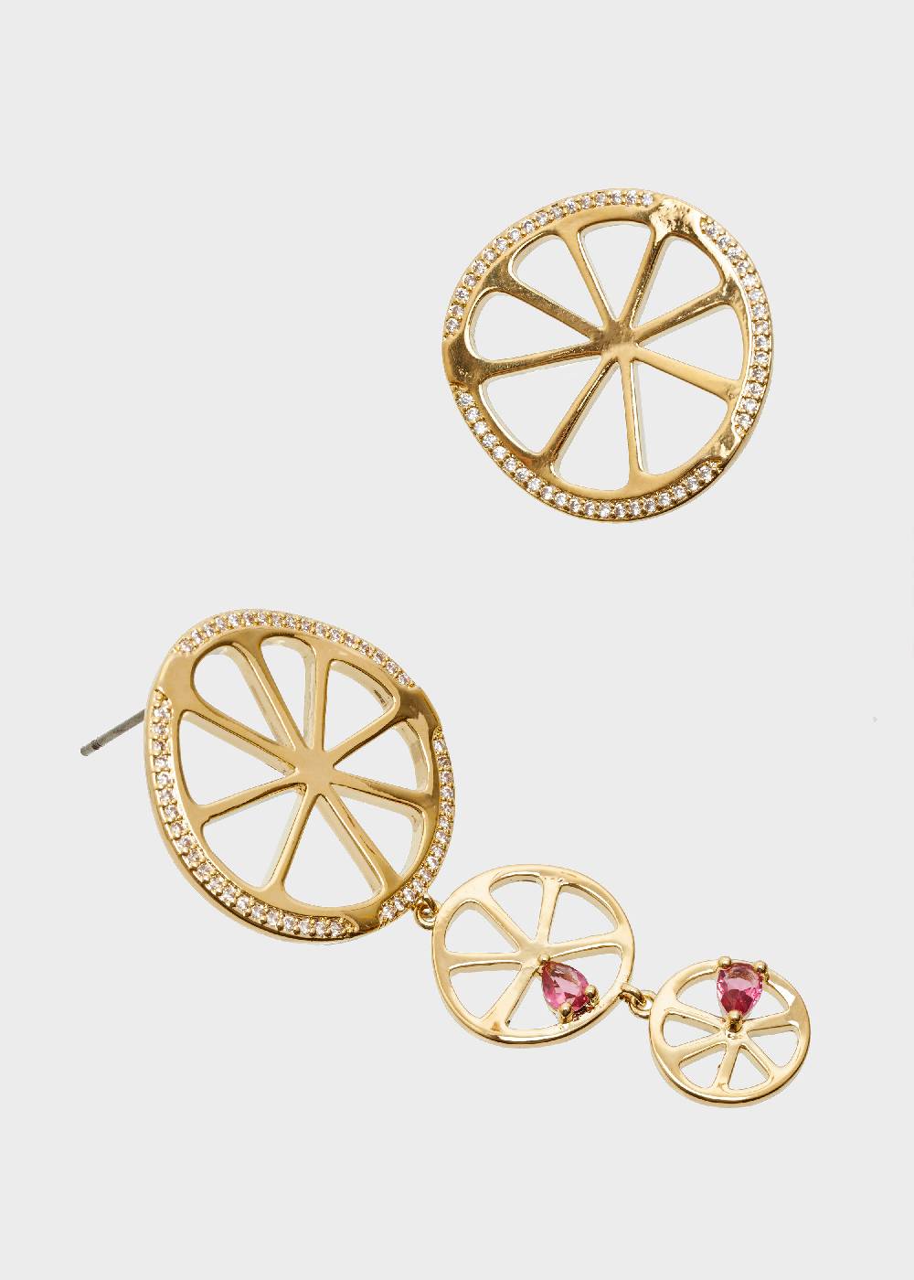 Nalí 14K GOLD PLATED WHEEL EARRINGS W/ ZIRCONS Vendita
