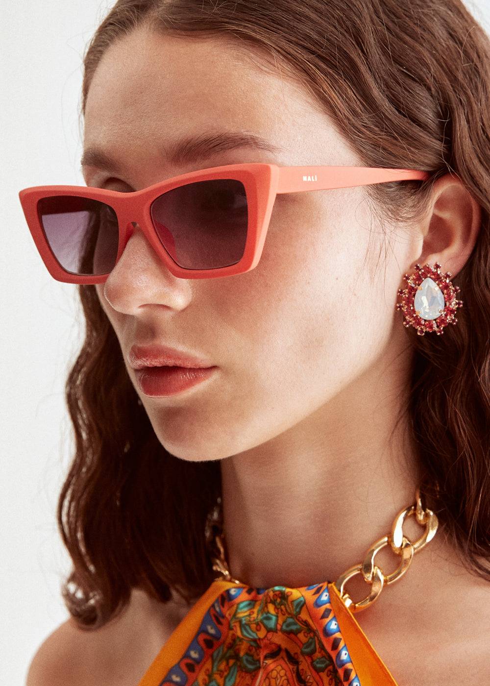 Nalí JINA RECTANGULAR SALMON SUNGLASSES Negozi Online
