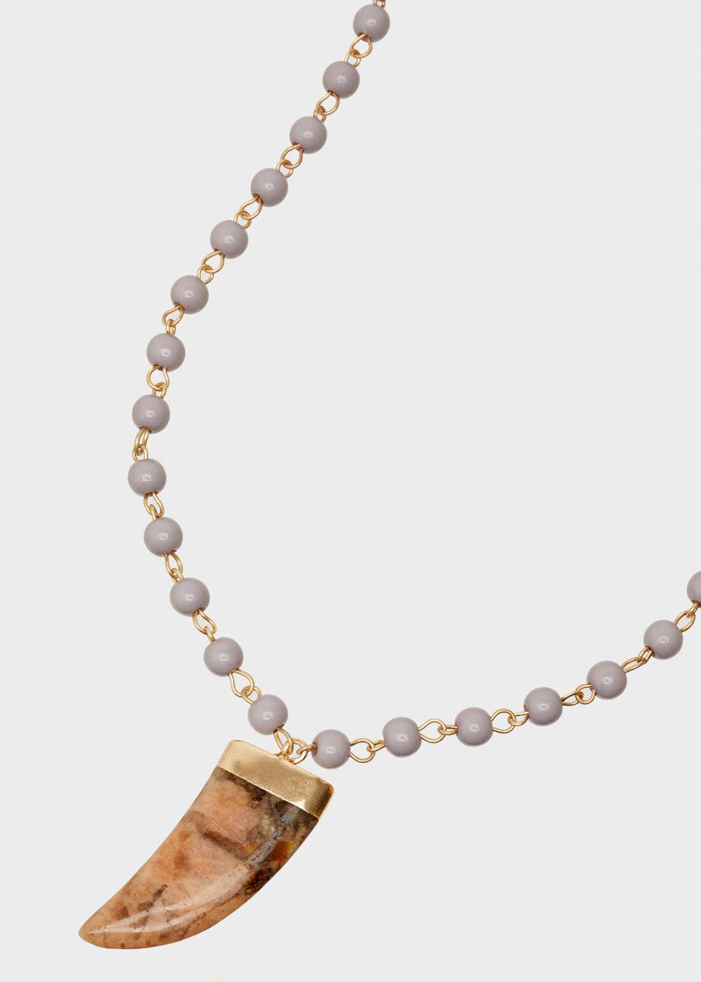Nalí LONG NECKLACE W/ GRAY SPHERES AND HORN CHARM Vendite stagionali