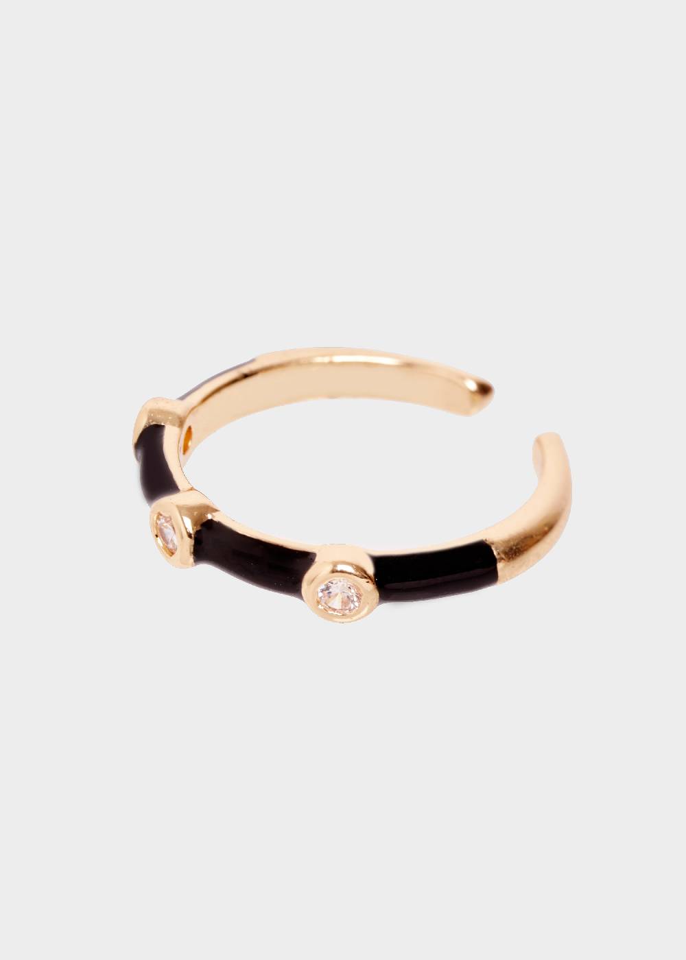 Nalí DEVON ENAMEL RING BLACK WITH ZIRCONS Promozione Limitata
