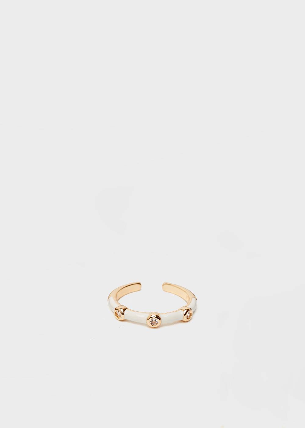 Nalí DEVON ENAMEL RING WHITE WITH ZIRCONS Affare Del Giorno
