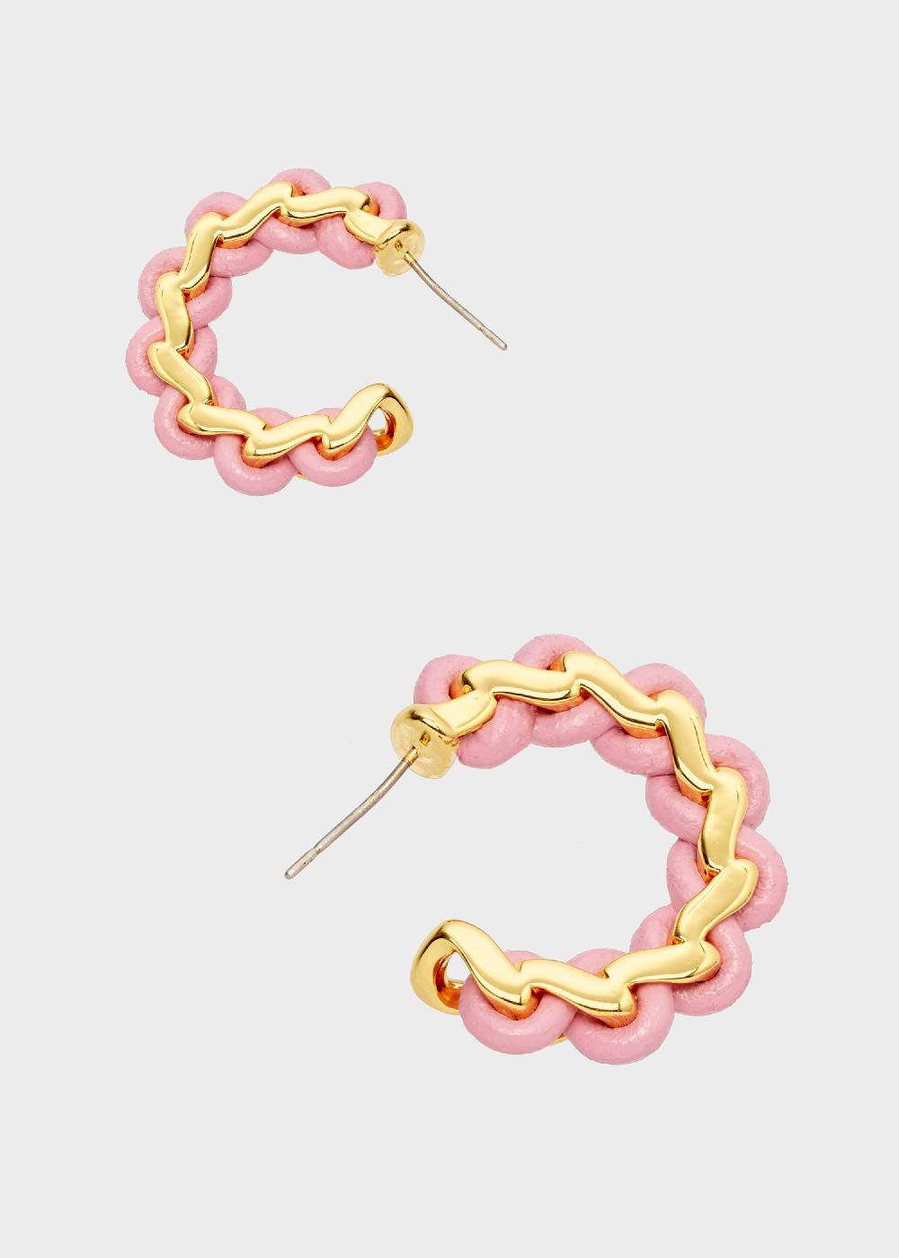 Nalí AREA HOOP EARRINGS GOLD AND PINK Presa