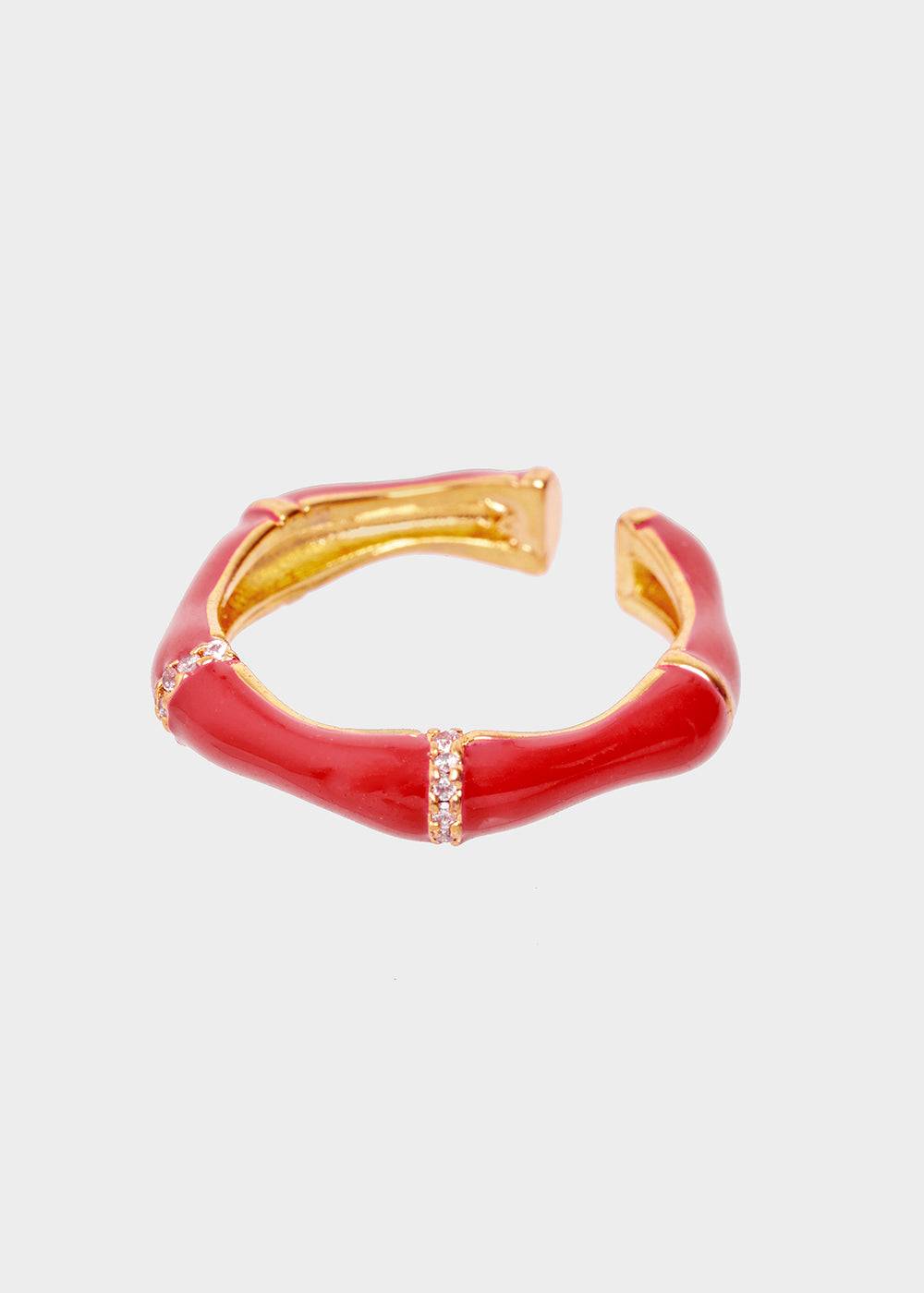 Nalí MERY ENAMEL RING FUSHIA WITH CRYSTALS In Vendita