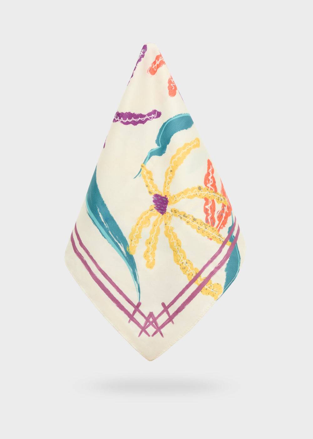 Nalí WHITE FOULARD W/ MULTICOLOR FLOWERS Vendita Calda