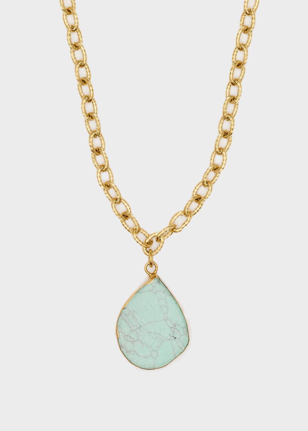 Nalí S.STEEL NECKLACE W/ L.BLUE NAT. STONE Vendita Economica